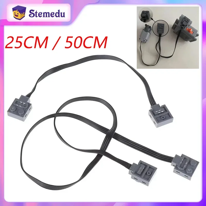 25/50CM Power Functions Extension Wire Cord Connectors Compatible with Major MOC Motor 8886 8871 8870 LED Light Link Line 8869