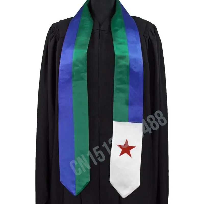 Djibouti Flag Scarf Top Print Graduation Sash Stole International Study Abroad Adult UnisexParty Accessory