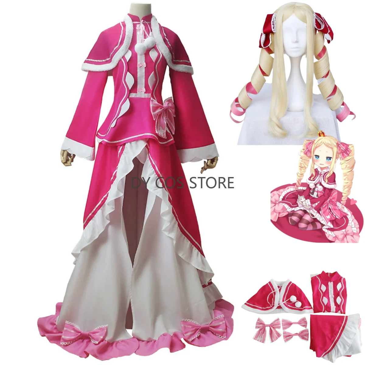

Anime Re:Life in A Different World From Zero Beatrice Cosplay Costume Wig Princess Dress Lolita Shawl Woman Kawaii Carnival Suit