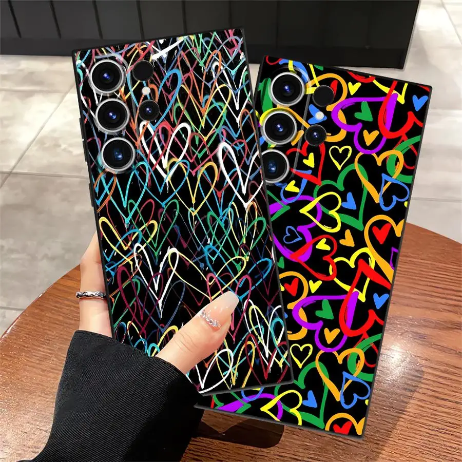 Pattern Hearts Case for Samsung Galaxy S26 Ultra S24 S23 S20 Ultra S10 S9 S25 Plus Note 20 8 9 10 S21 FE Funda Phone Cover