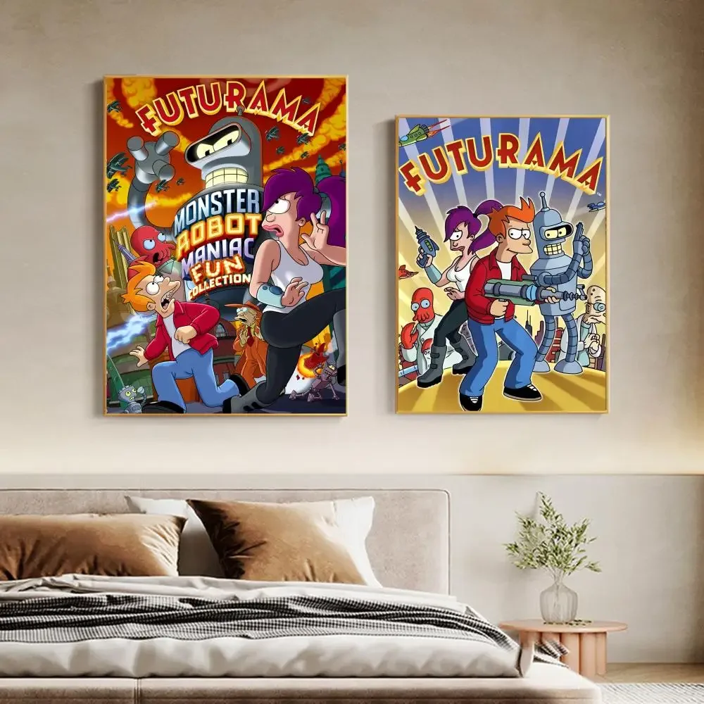 Cartoon F-Futurama Poster Classic Anime Poster Fancy Wall Sticker for Living Room Bar Decoration Decor Art Wall Stickers