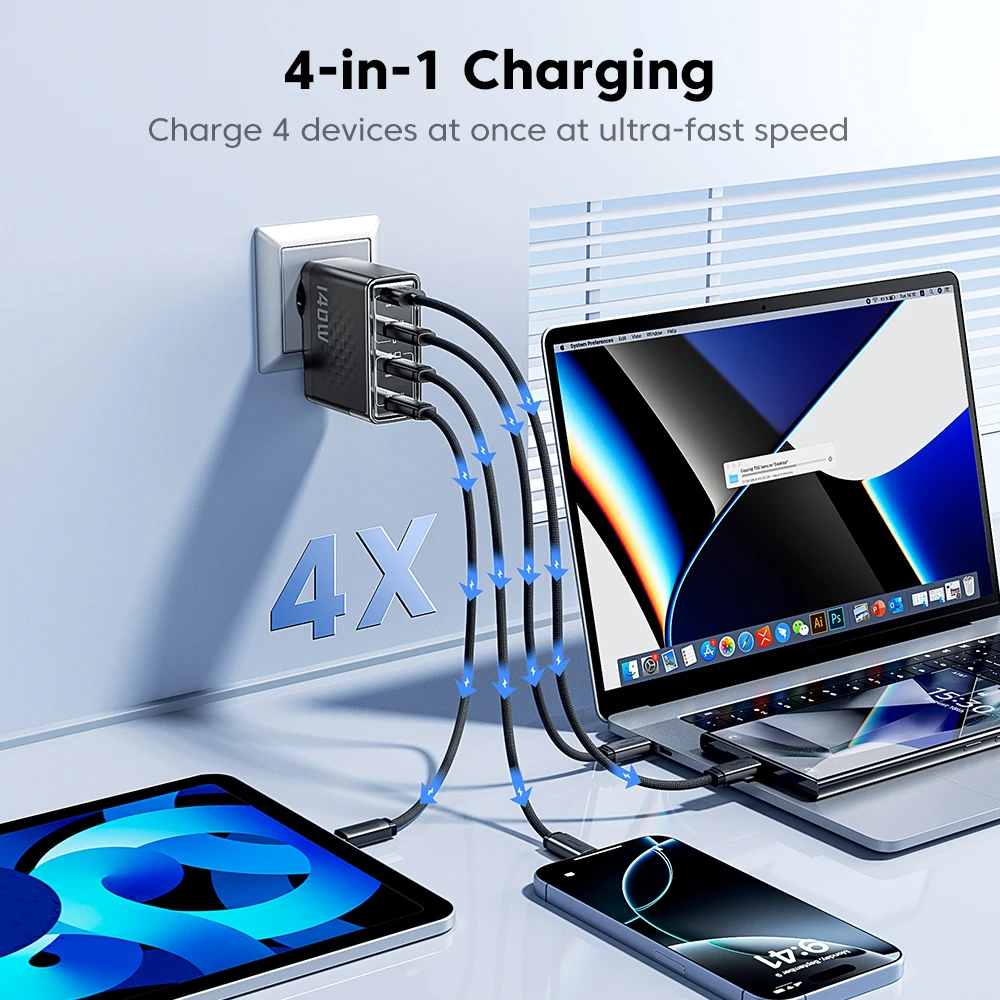Toocki 140W GaN Fast Charger PD3.1 QC3.0 PPS Type C Phone Charger For Macbook Laptop Tablet USB Charger For iPhone 16 17 Xiaomi