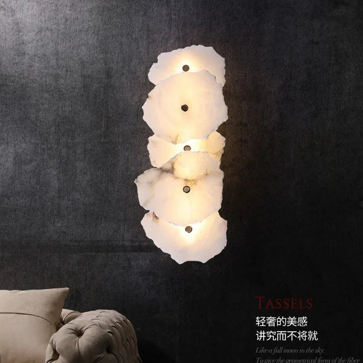 

Luxury Post-Modern Spliced Marble Wall Light: Long Minimalist Fixture for Hotel,Living Room & Bedroom - Hallway Bedside Lighting