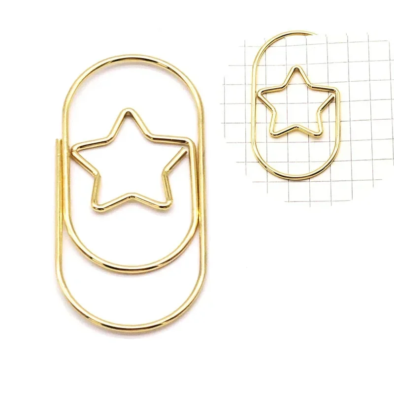 Mini Metal Star Paper Clips, Bookmark Binder Clip, Ouro, Cor Rosa, Acessórios de escritório, Paperclip, Patchwork Papelaria, 10Pcs