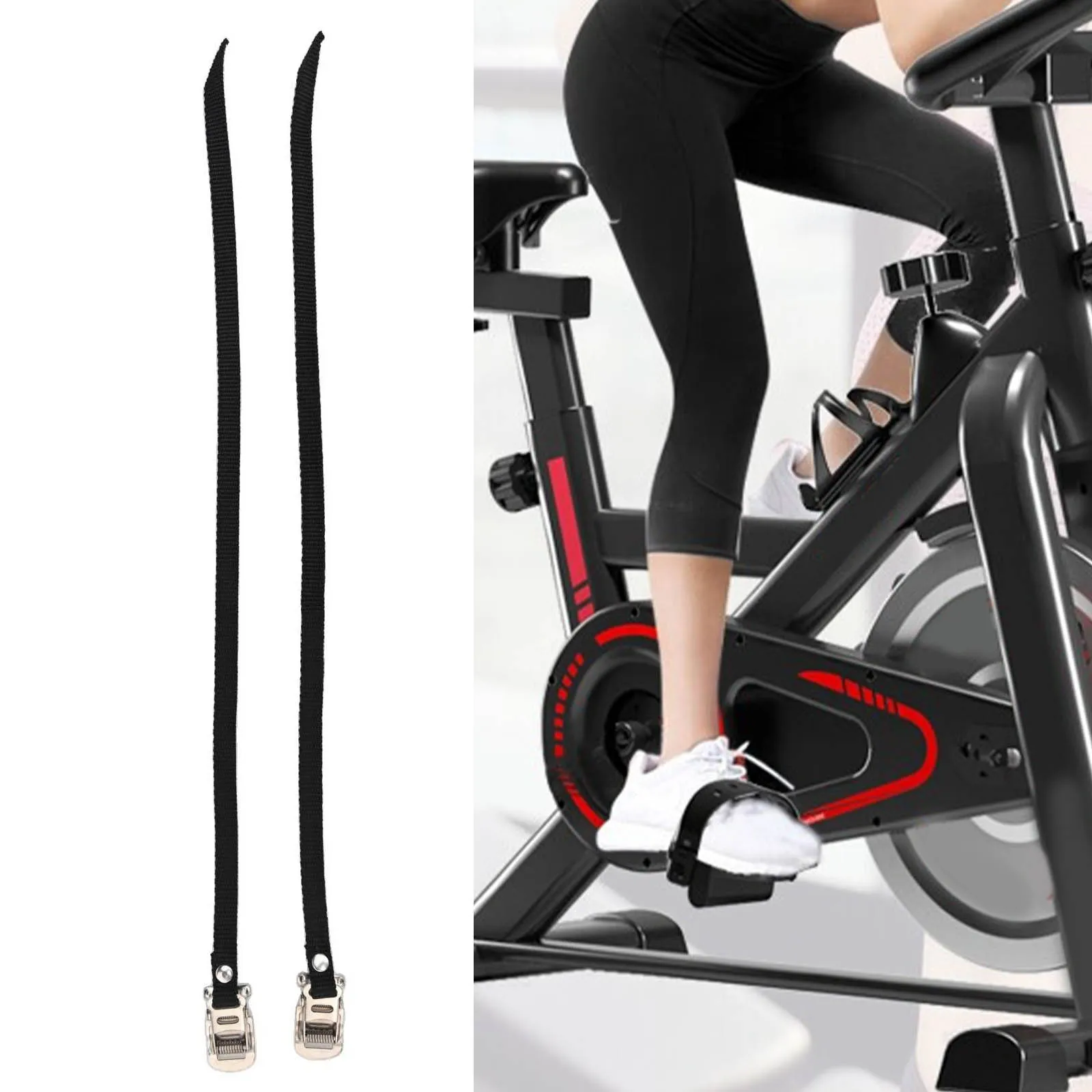 Adjustable Straps Exercise Bike Pedal Straps Foot Pedal Straps Easy To Install Nylon Material 11mm Width 45cm Effective Length