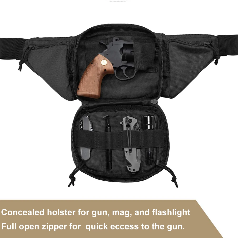 Tactical Waist Bag Gun Holster Fanny Pack Sling Shoulder Bag Outdoor Chest Assult Pack Concealed Gun Carry Holster