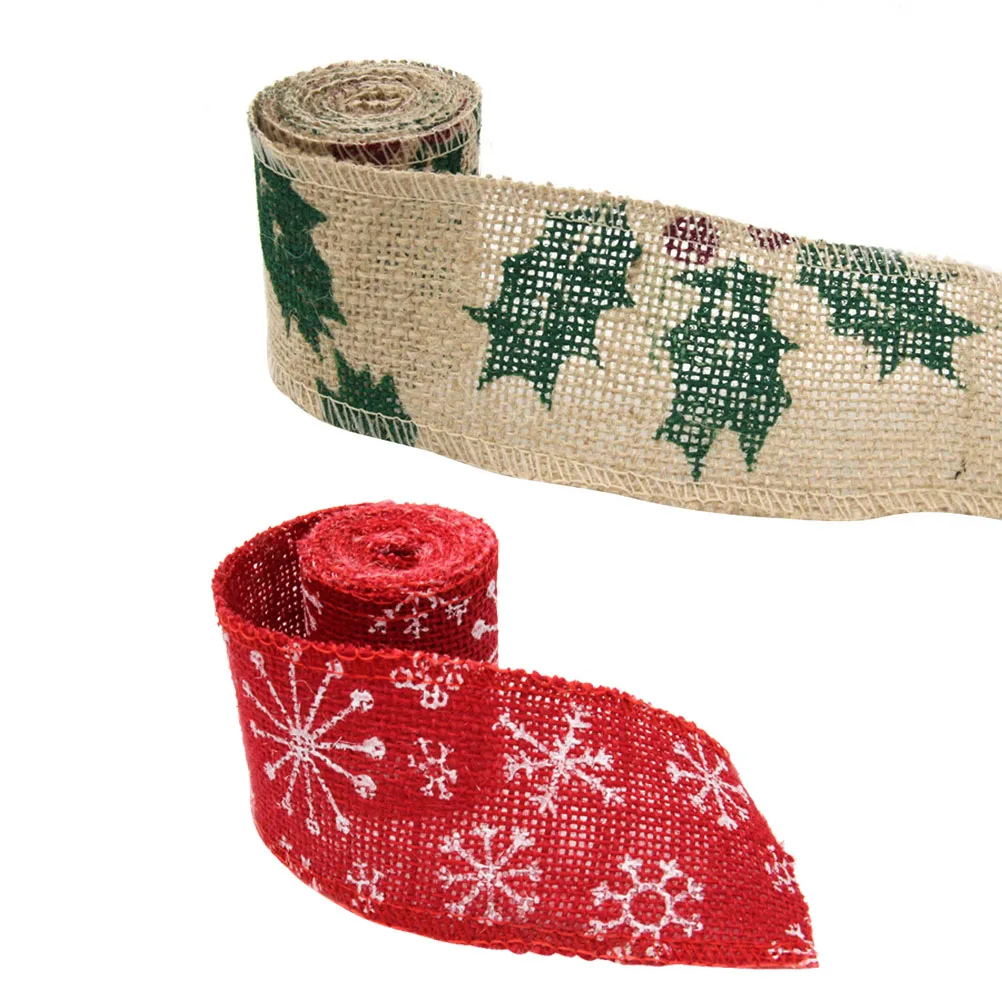 

2pcs Eco-Friendly Christmas Burlap Rolls Vintage Bowknot Band DIY Linen Ribbon Strips Wedding Craft Handmade Art
