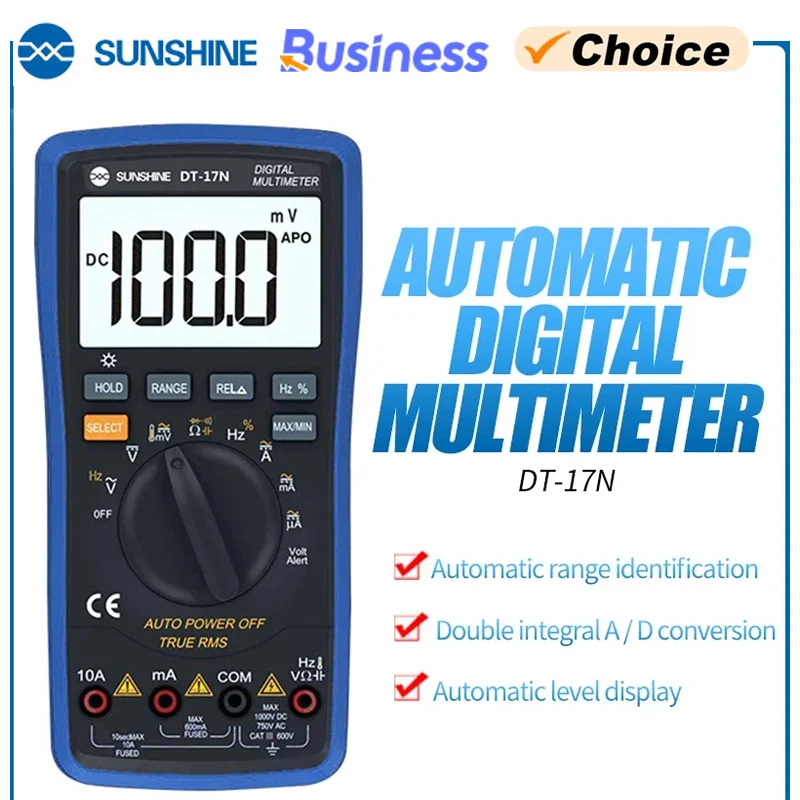 SUNSHINE DT-17N Auto Range LCD Display Multimeter Digital Instrument Precise Measurement Tester for Phone Repair Tool