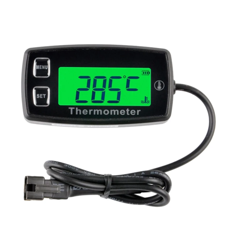 Digital LCD Engine Temperature GaugeOver-Temperature Alert,Green Backlight Display,for Generator Motorcycle Dirtbike ATV