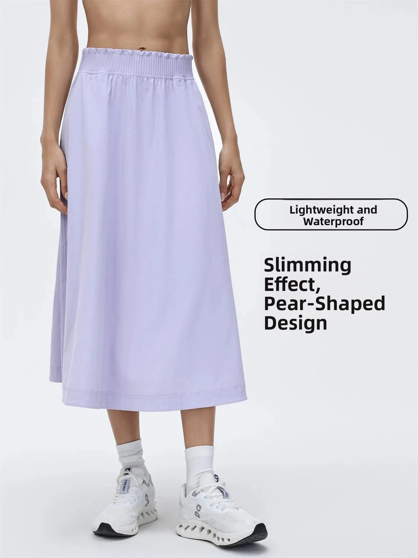 High Waist Umbrella Skirt Women's Light Loose Elastic Waist Slimming Sporty Casual Mid-Length Skirts Fashionable Sportswear