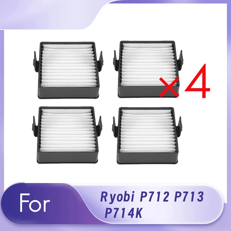 

4 шт. очиститель фильтра для Ryobi P712 P713 P714K аксессуары для подметального робота фильтр очиститель Замена деталей