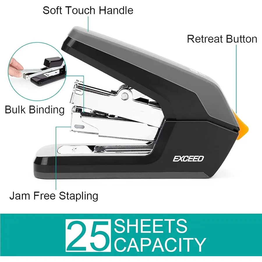 دباسة مكتب صغيرة بلمسة واحدة، تصميم مريح بدون جهد، سعة 25 ورقة 0370