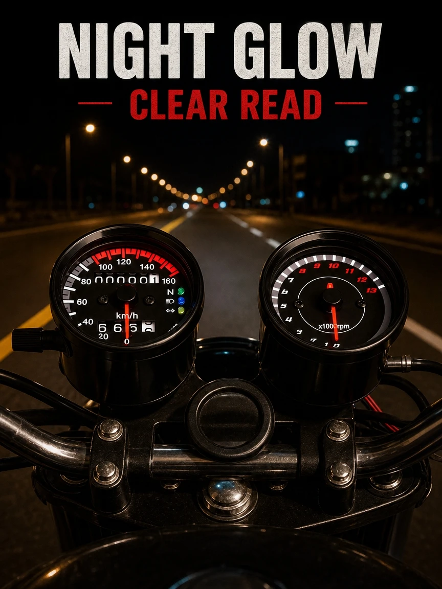 Motorcycle Dual Gauge Set 160KM/H Speedometer + 13000RPM Tachometer Dual Odometer With Bracket Retro Cafe Racer Instrument Kit