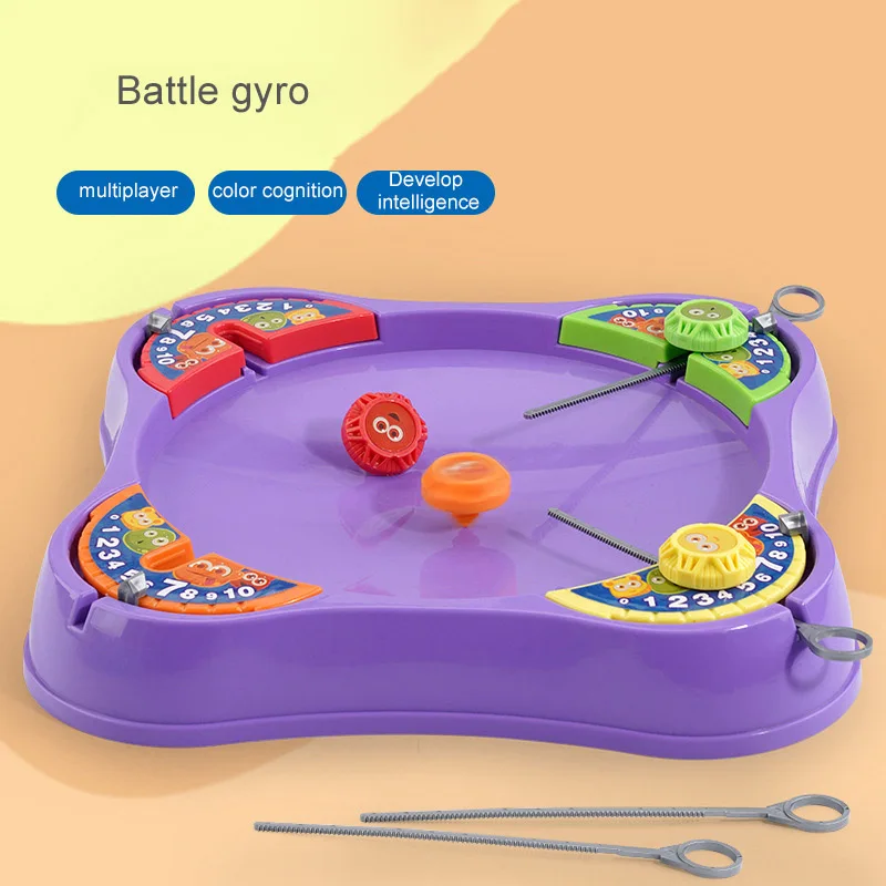 Novo kids pull-out topo de giro competitivo com lançador pai-filho multiplayer batalha gyro versus catapulta parte superior brinquedo