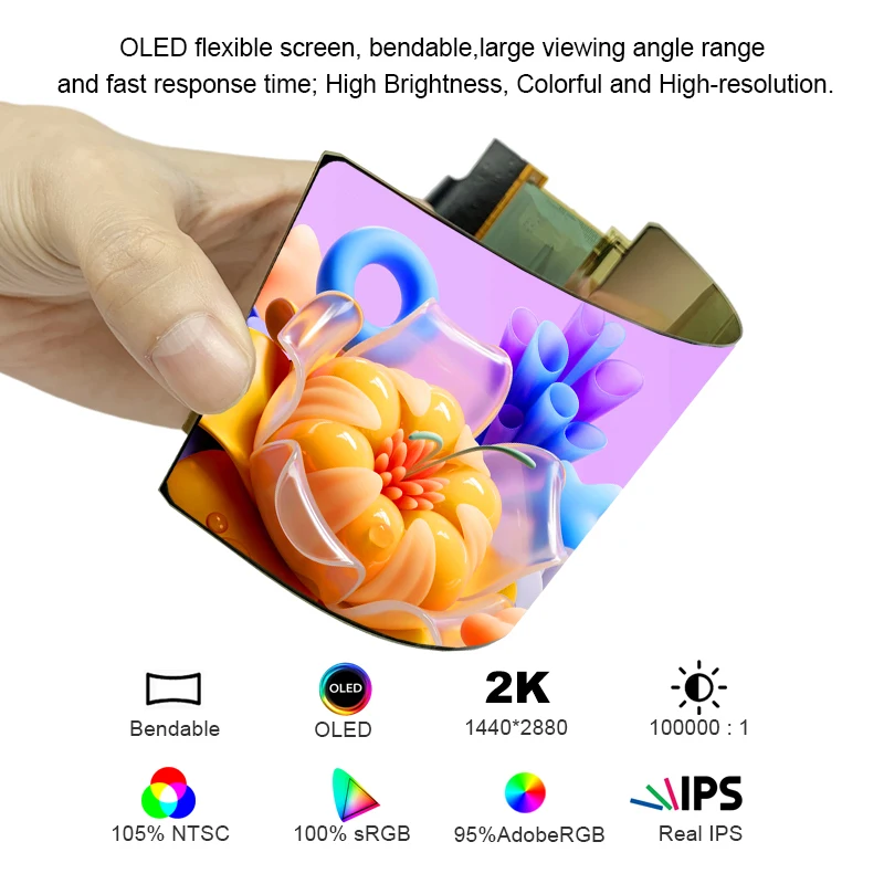 Wyświetlacz elastyczny OLED Wisecoco 6 cali 2880x1440 AMOLED Soft dla Raspberry Pi Win10, ultracienka płytka kontrolera MIPI