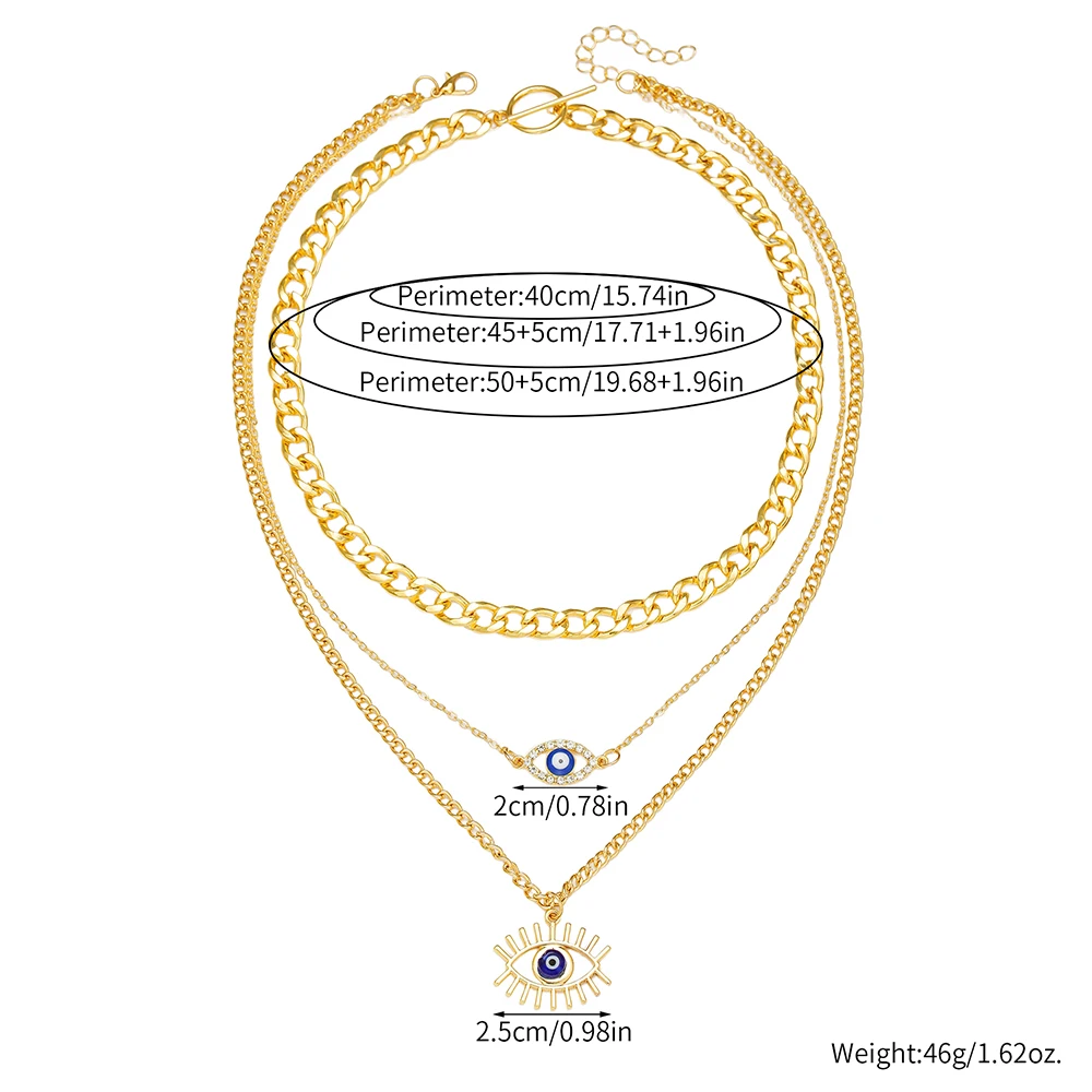 

Vintage Boho Fashion Gold Color Multilevel Rhinestone Sun Eye Pendant Necklace for Women Choker Geometric Chain Jewelry Gift
