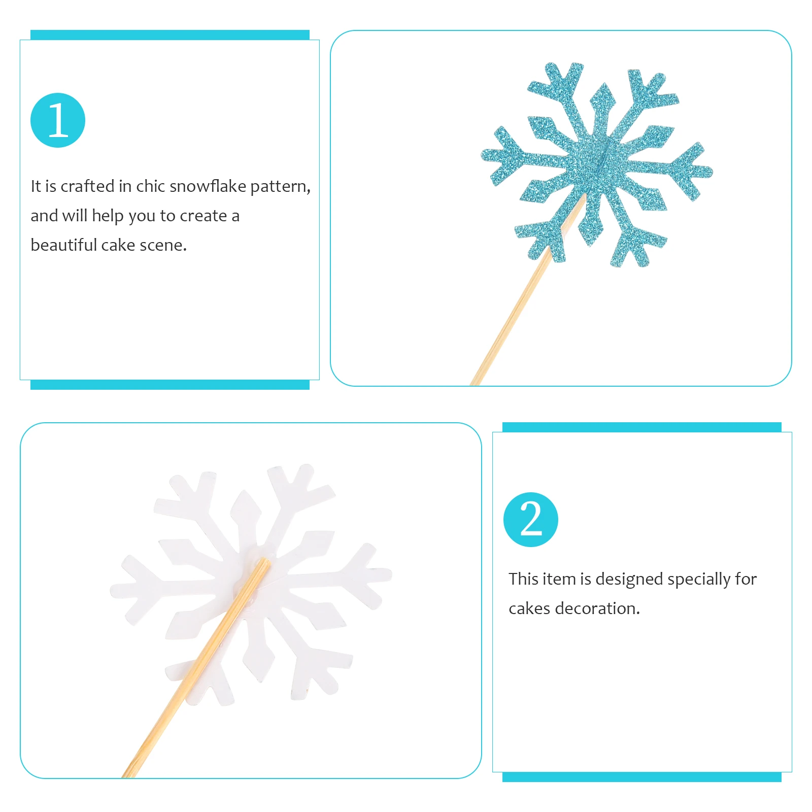 

100pcs Cake Picks Snowflake Cupcake Toppers Birthday Decorations Wedding Supplies Cake Decorations Dessert Topper