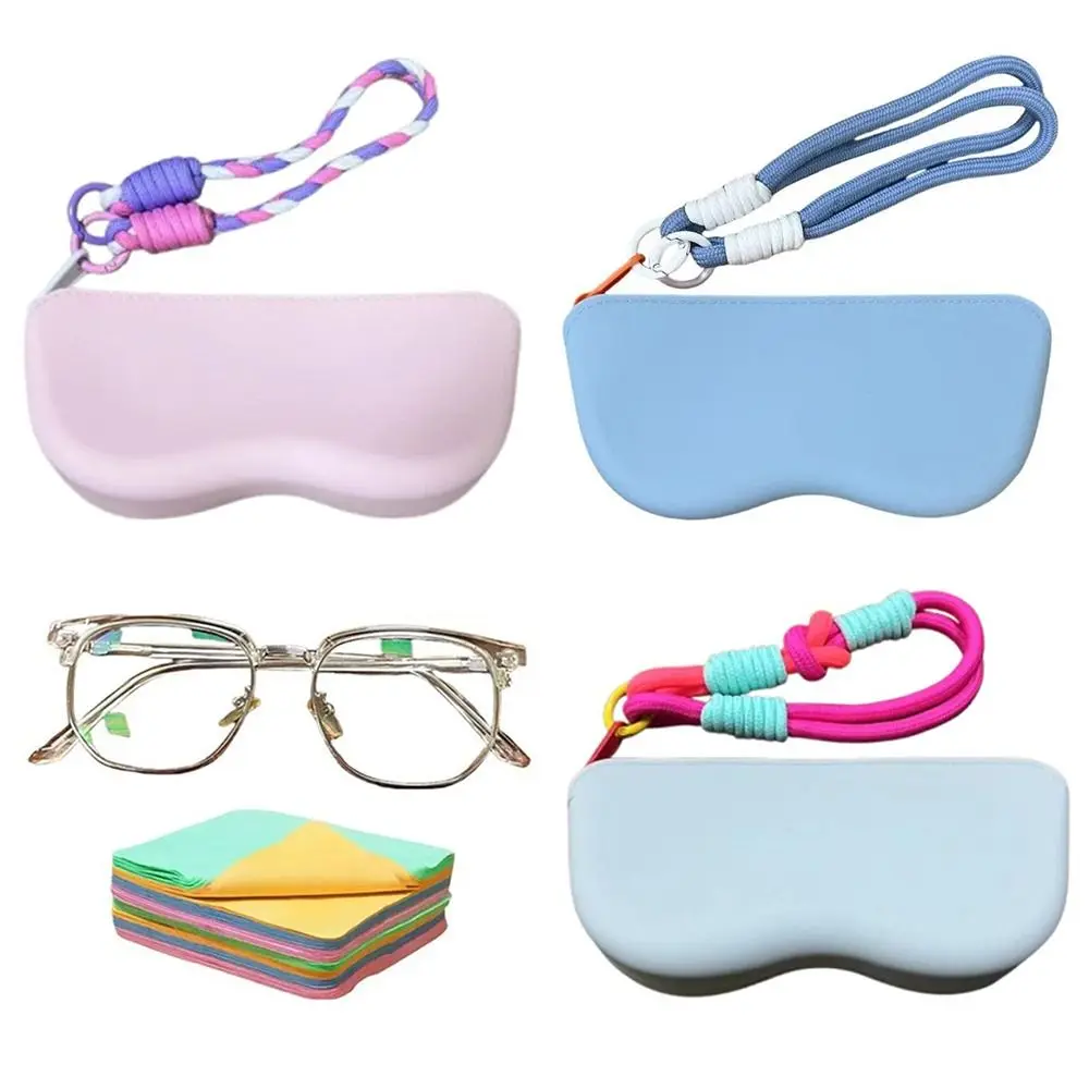 

Waterproof Silicone Glasses Bag Candy Color Dustproof Glasses Storage Bag with Lanyard Korean Style Sunglasses Protective Cover