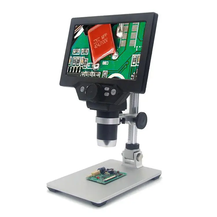 12MP 7 Inch HD LCD Display USB Digital Microscope 1-1200X Continuous Magnifier with Alloy Stand for Phone Repair