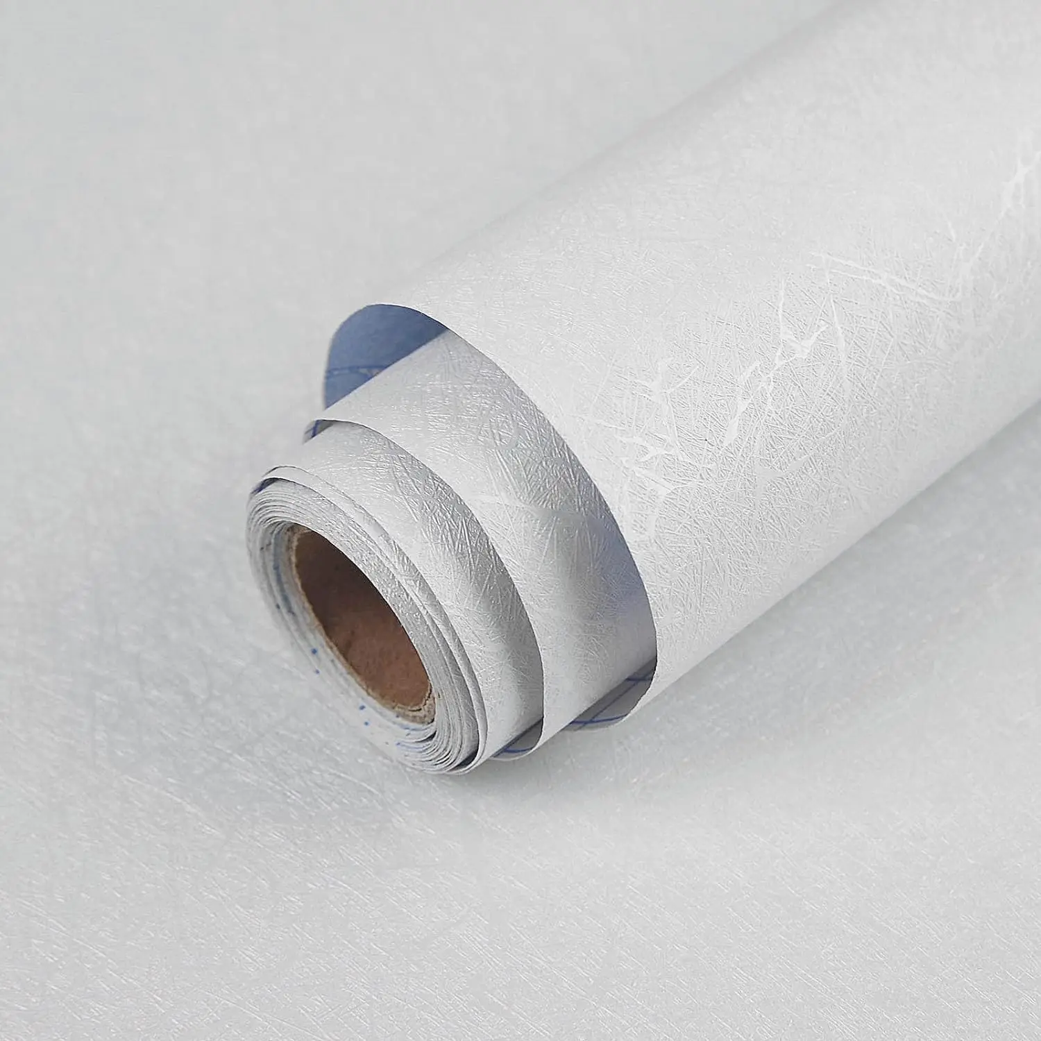 

White Textured Peel and Stick Wallpaper - Removable Silk Embossed Vinyl, 15.7x118 In