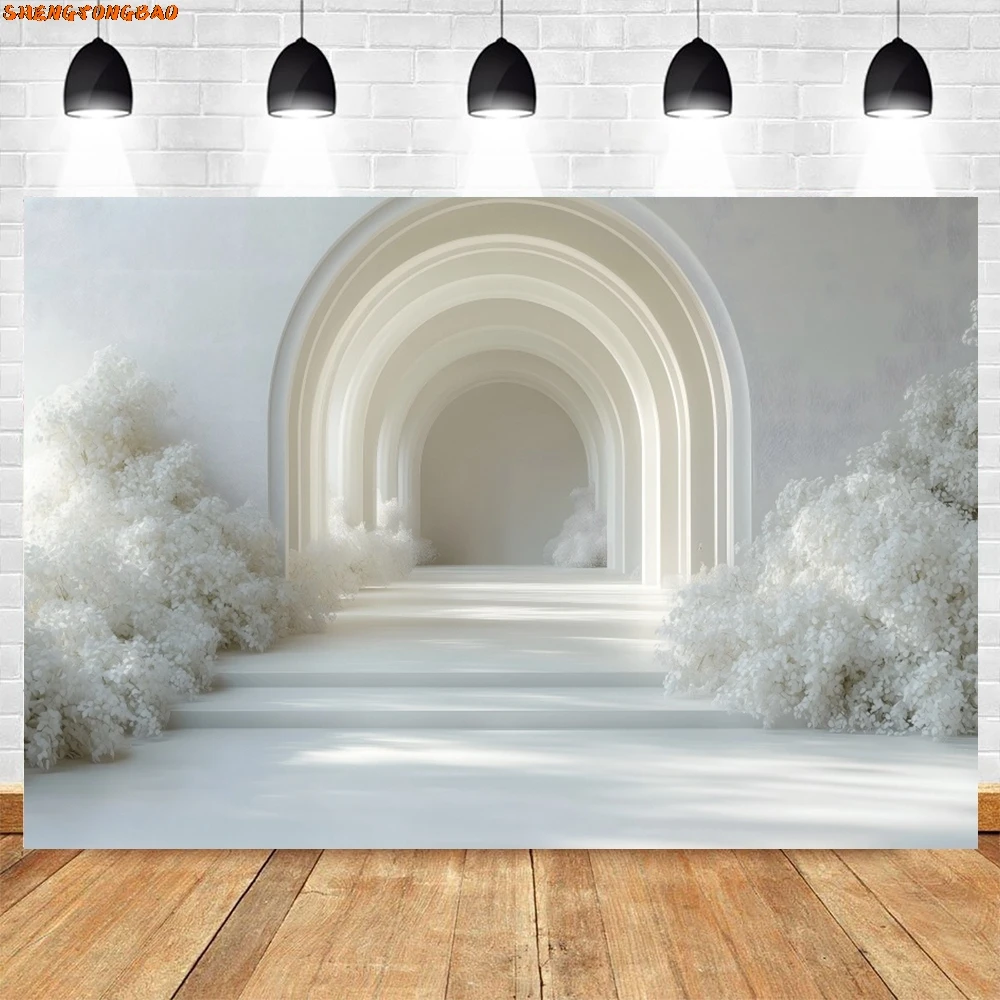 Свадебная сцена фон для фотосъемки романтическая цветочная арка стена для детей и взрослых портрет для беременных день рождения Декор фото фон