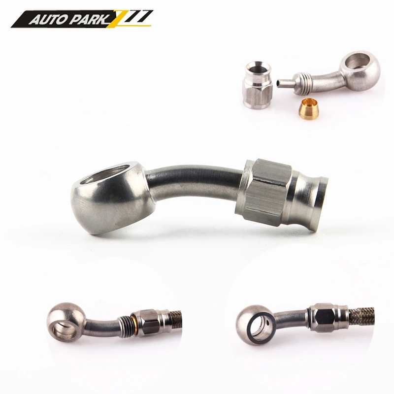 AN3 10mm Stainless Steel Banjo Eye Brake PTFE Hose Fitting/Hose Ends Adapter For Car Auto Motorcycle 0 Degree/28 Degree