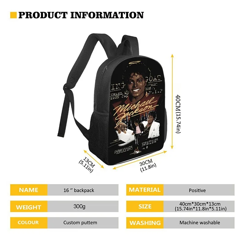 Michael Jackson Backpacks The King of Pop MJ Derivative Merchandise Schoolbag Women Men Portable Large Capacity Schoolbag Gifts image 3
