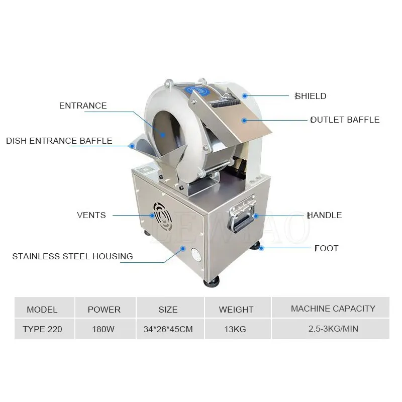 180W Praktis Komersial Listrik Kentang Wortel Alat Pengiris Lobak Irisan Sayuran Makanan Mesin Penghancur