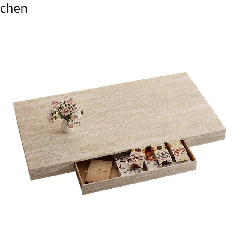 

YFY suspended rectangular coffee table cave stone rock slab living room household small apartment light luxury high-end coffee