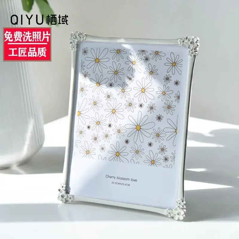 Creative and exquisite photo frame with high-end cherry blossom white diamond inlay 6 inches 7 inches 10 inches afternoon tea