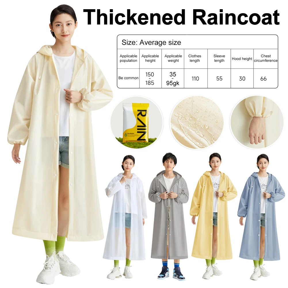 Adult Long Raincoats EVA Impermeable Waterproof Rain Coat Men Women Travel Hooded Beam Port Rain Poncho For Fishing Camping