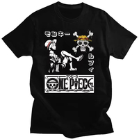 （Miniso）Japanese Summer ONE PIECE Anime Luffy Tshirt Casual Women Men Cotta Cotton T-Shirt Children's Sports Men Clothing Tshirt