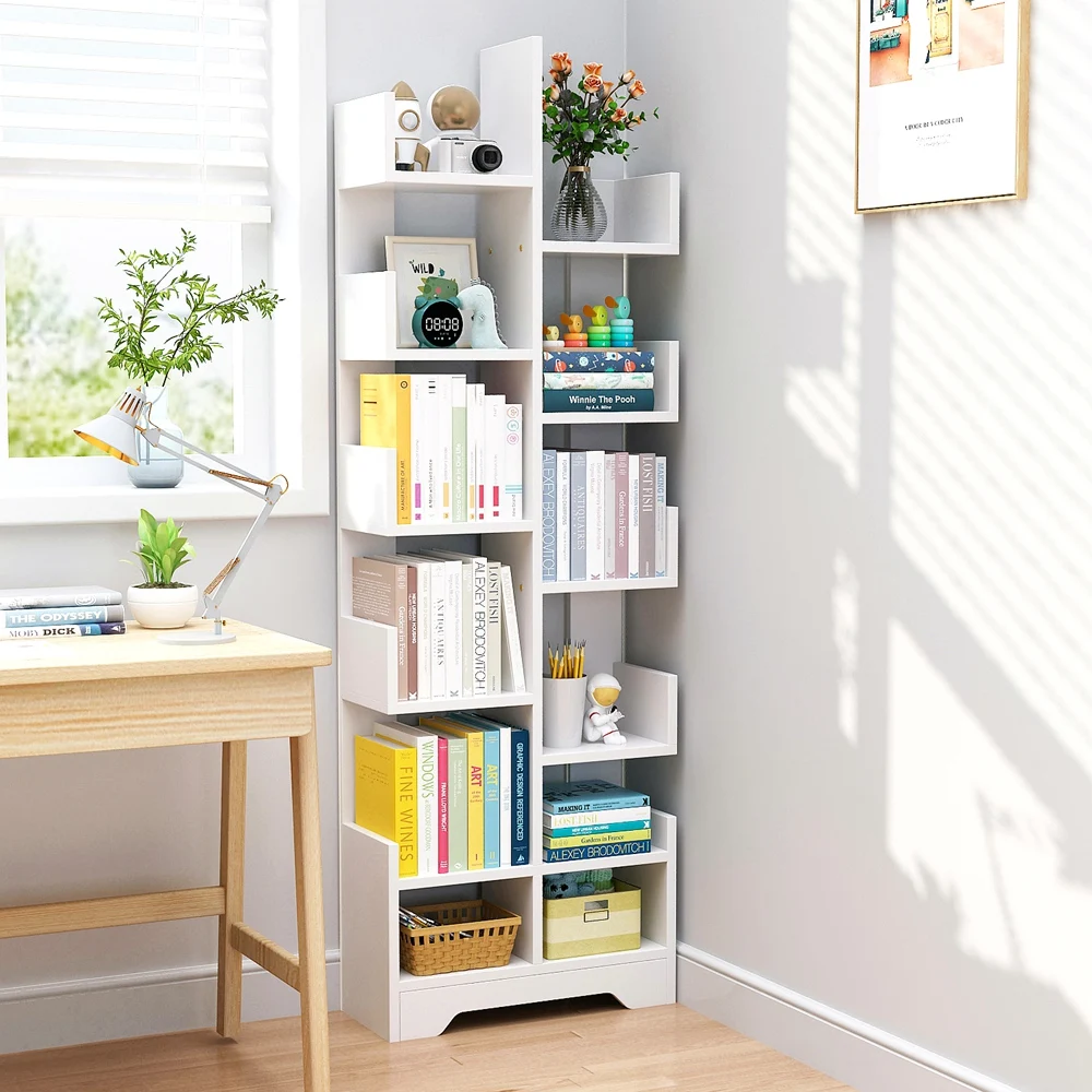 Simple children's bookshelf, wall to floor small storage rack, minimalist modern home bookshelf, home storage rack