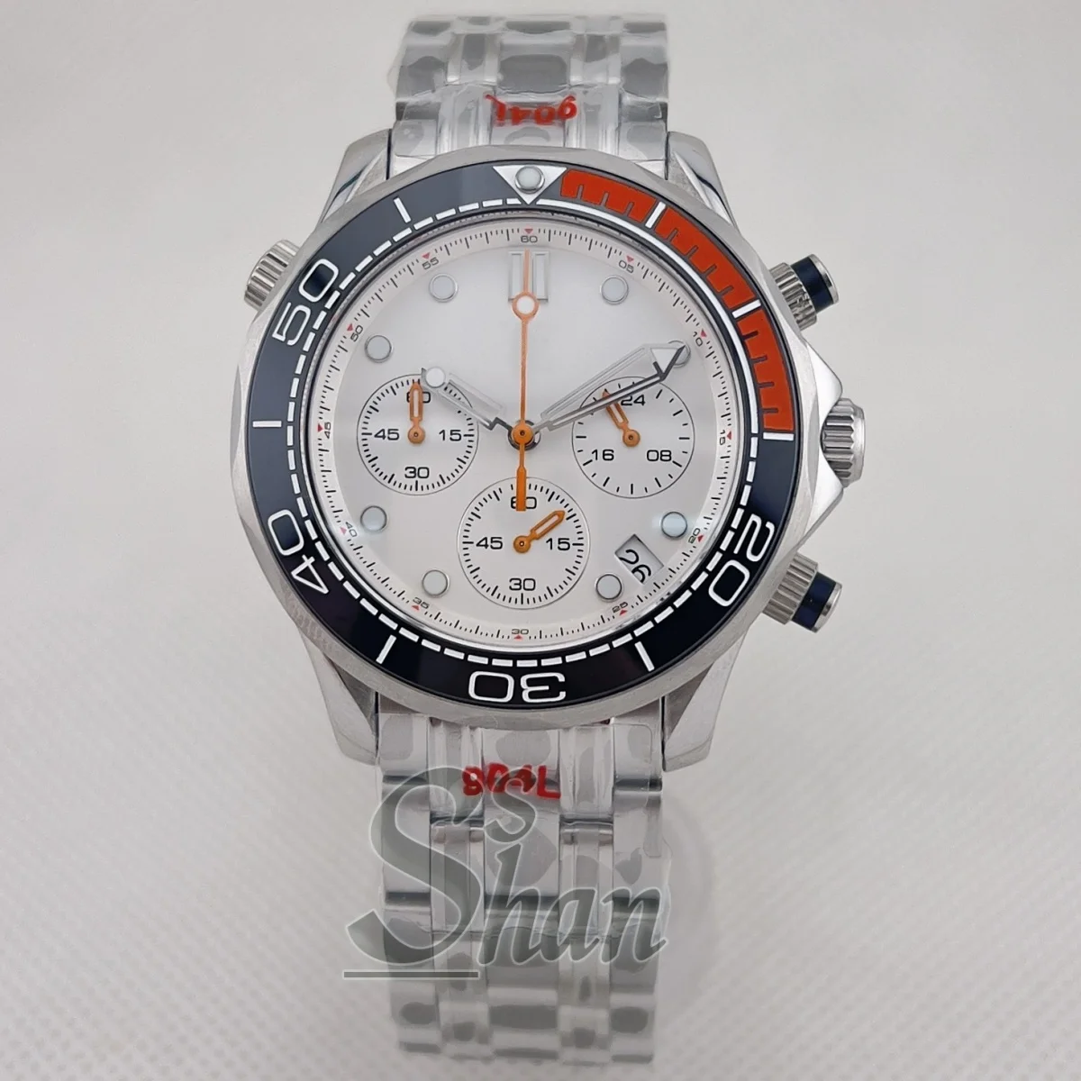 41MM fashionable men's quartz watch VK63 white dial six-hand luminous date window men's multi-functional chronograph quartz watc