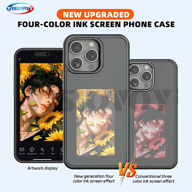 New-tech NFC Function DIY Phone Case Phone Case For Iphone 15 14 13 Pro Max 4-Color E Ink Screen Phone Covers Sunrise For Fundas