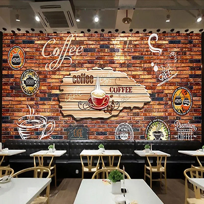 

Custom Any Size Mural Wallpaper 3D Stereo Cafe Vintage Brick Wall Background Wall Covering Restaurant Bar Coffee Mural Wallpaper