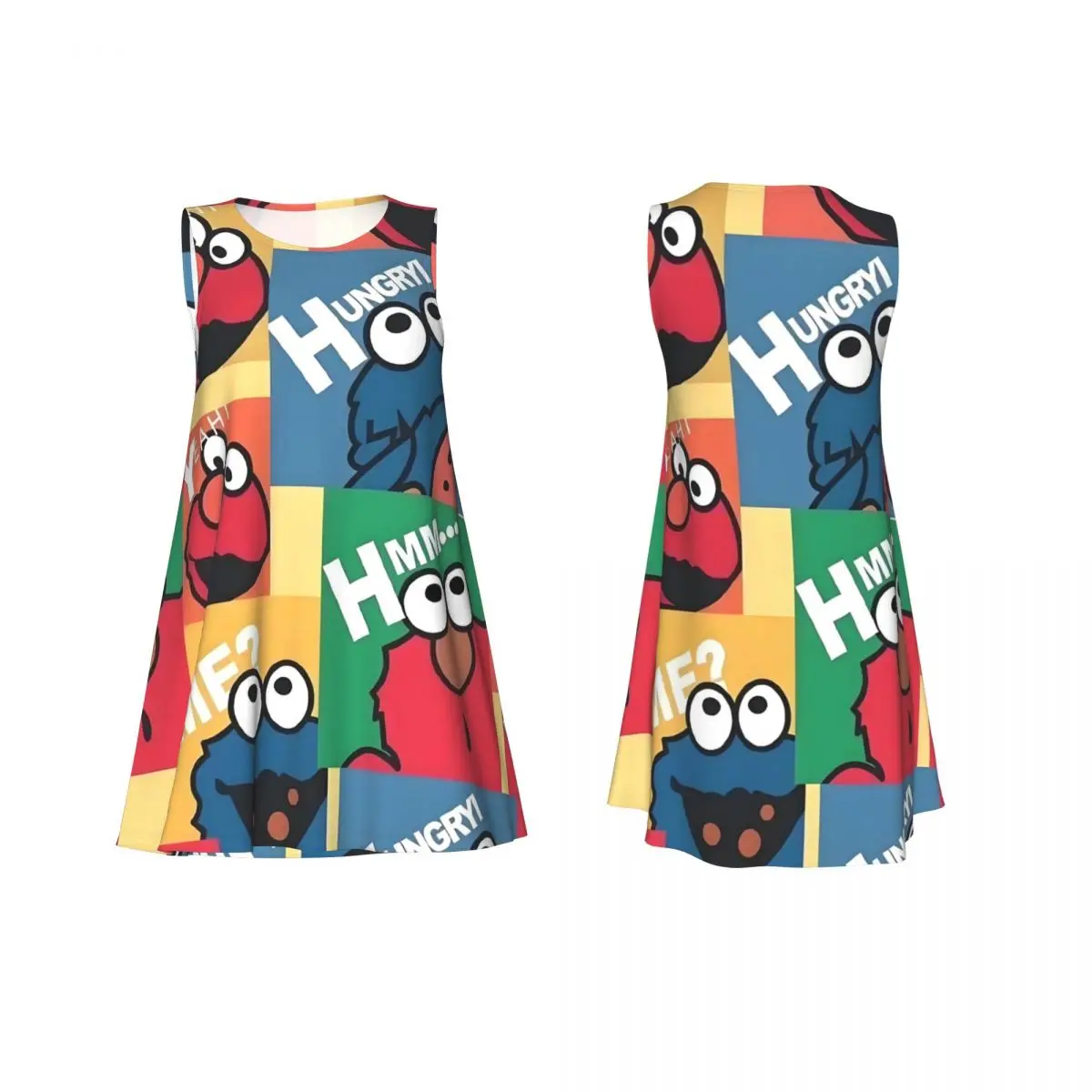 فساتين نسائية صيفية بدون أكمام مخصصة من Cookie Monster فساتين صيفية غير رسمية للتلفزيون للأطفال فستان بدون أكمام للشاطئ #3