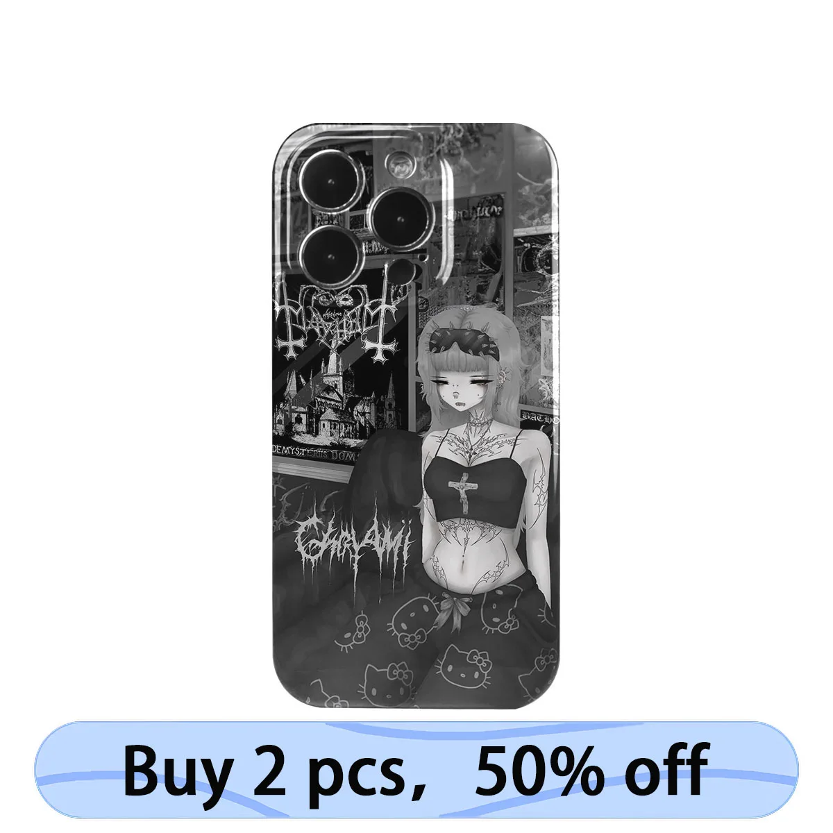 Coque iPhone Art Phone Case Dark Gothic Subculture Tatoo Girl Cover for iPhone 15 14 13 12 11 Pro Max Plus IMD 2 in 1