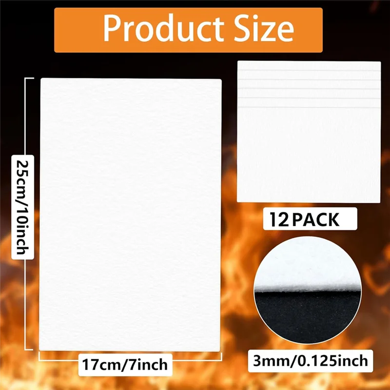 ABJY-12 pezzi Foglio isolante ignifugo in carta per guarnizioni ad alta temperatura per stufa a pellet, stufa a legna