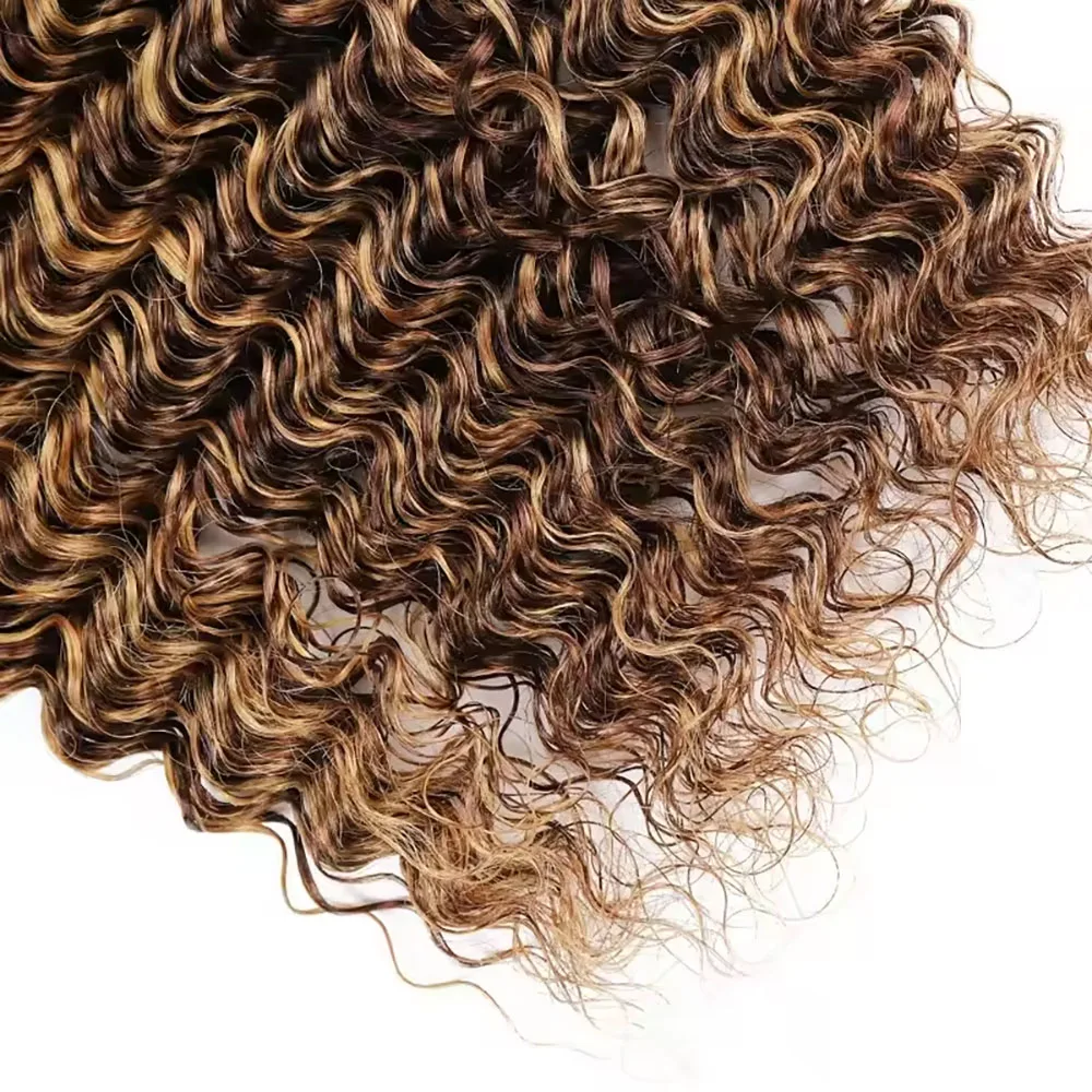 Mechones de ondas profundas de 14-30 pulgadas P4/27 extensiones destacadas extensiones de pelo ondulado brasileño 100% peluca de cabello humano brasileño para mujeres