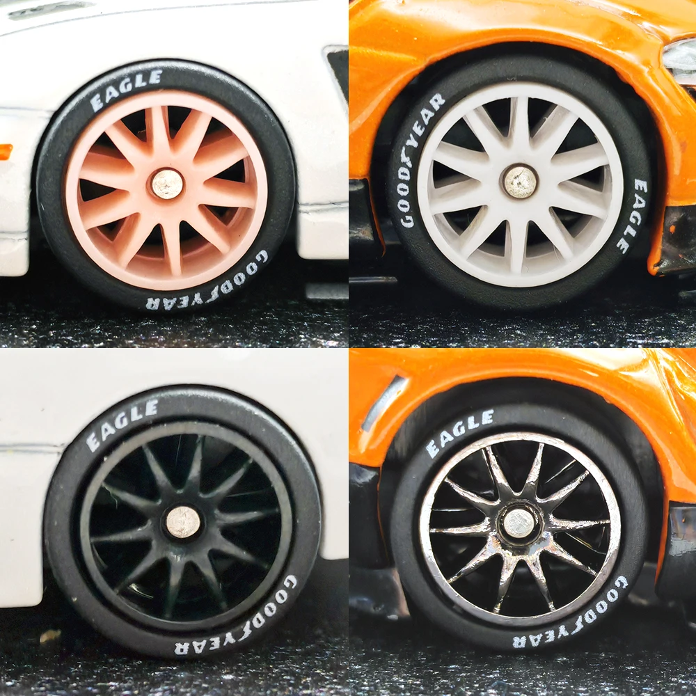 取り外し可能なゴムタイヤ付きホイール,10スポーク,10.7mm,ホットホイール用部品,5セット,1 64