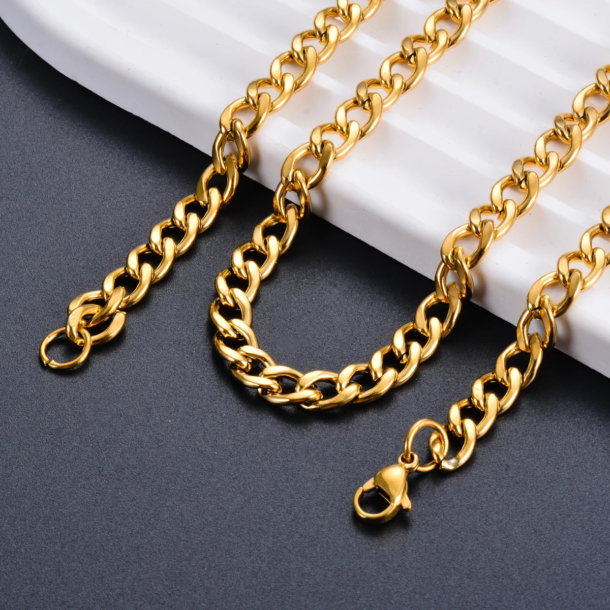 1 Stück kubanische Gliederkette aus Edelstahl, 3 mm–9,5 mm, Curban-Gliederkette für Männer und Frauen, Länge 21 cm–75 cm – Detail 7