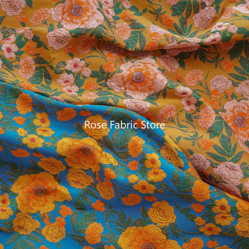 1 meter Exquisite Floral Jacquard Brocade Fabric Bright Color Women's Dress Bag Diy Sewing Fabric