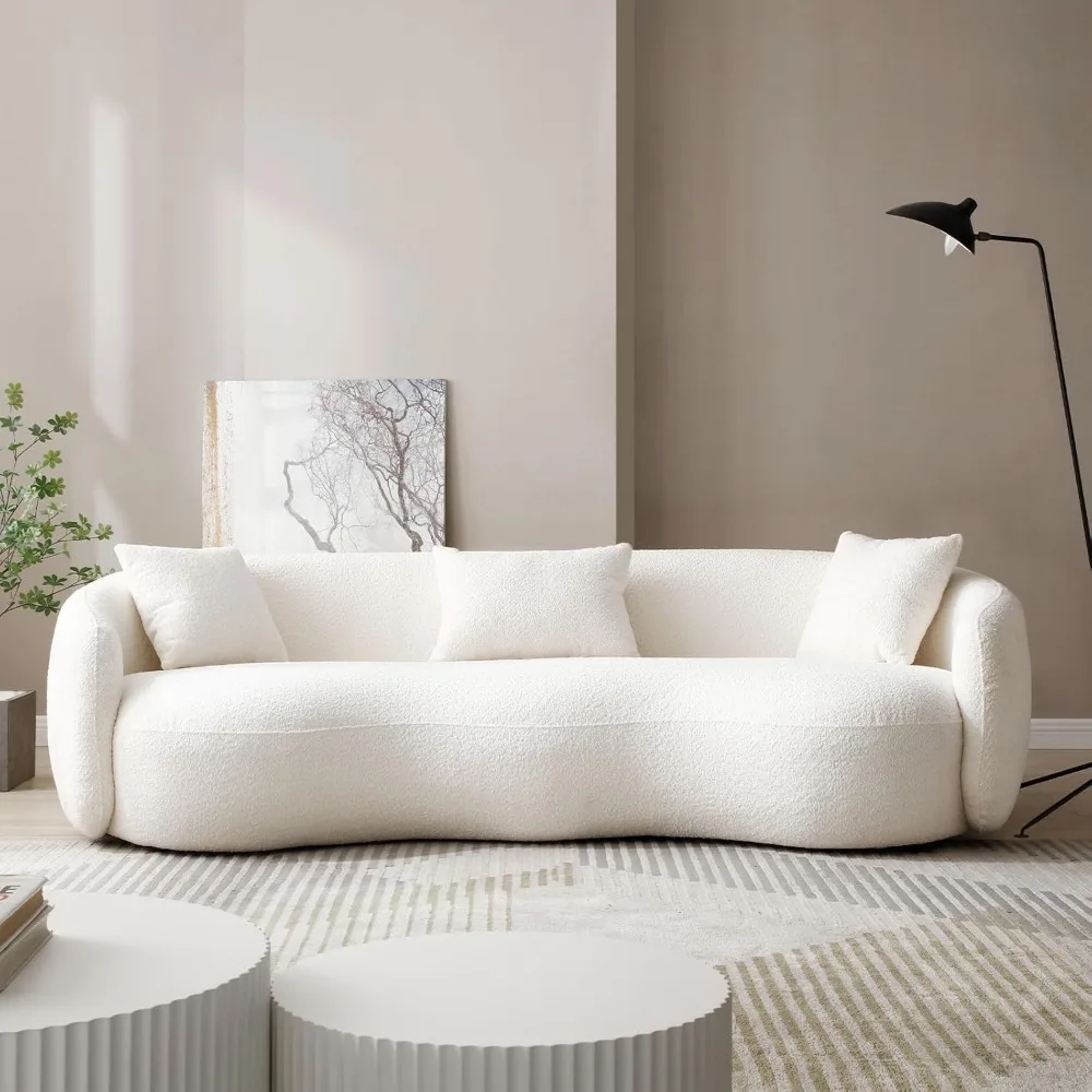 

94” Modern Elegant Curved Sofa, for Bedroom, Office, Mid-Century Luxury Style Curved Back Comfortable Boucle Curve Sofa