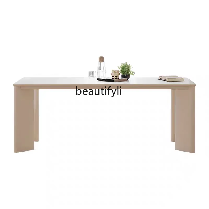 

Nordic Solid Wood White Dining Table Minimalist Designer Desk Living Room Long Table Modern Workbench Creative Conference Table