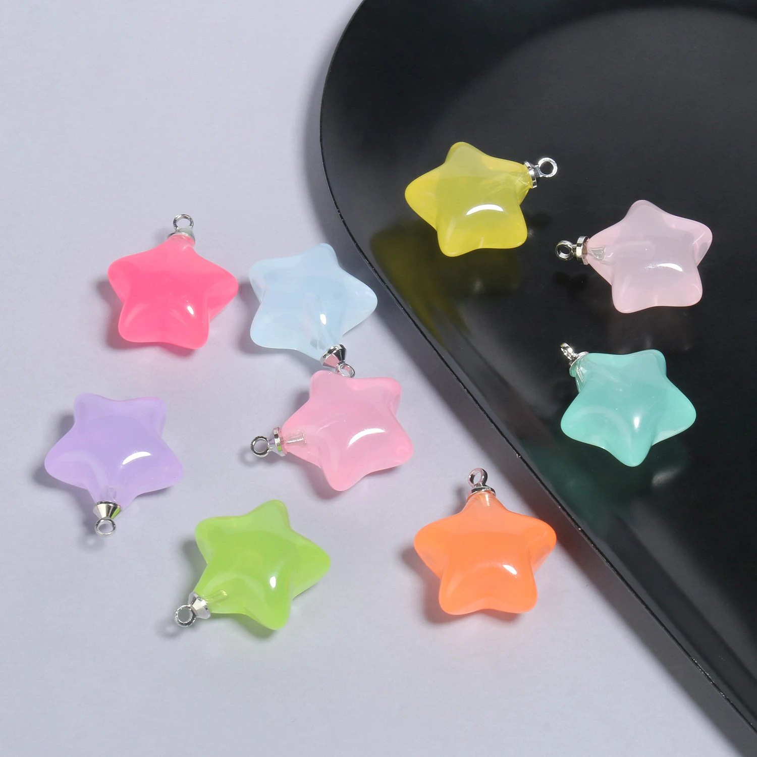 10pcs/lot 20x17.5mm Mixed Candy Color Star Shape Charms Pendants Beads For Jewelry Making DIY Necklace Earrings Keychain Craft