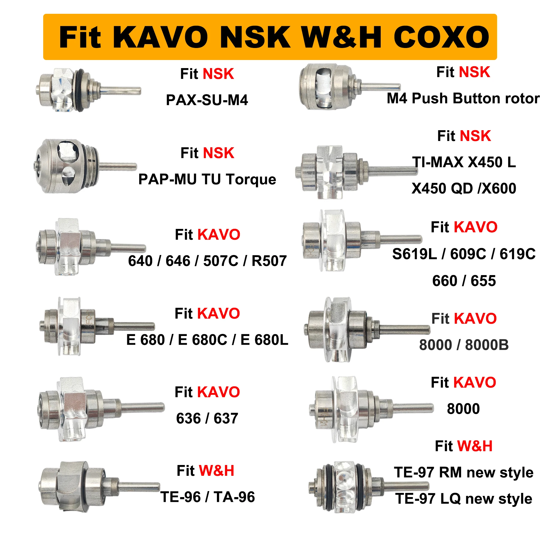 Turbine Cartridge Air Rotor Fit NSK KAVO COXO High Speed Handpiece