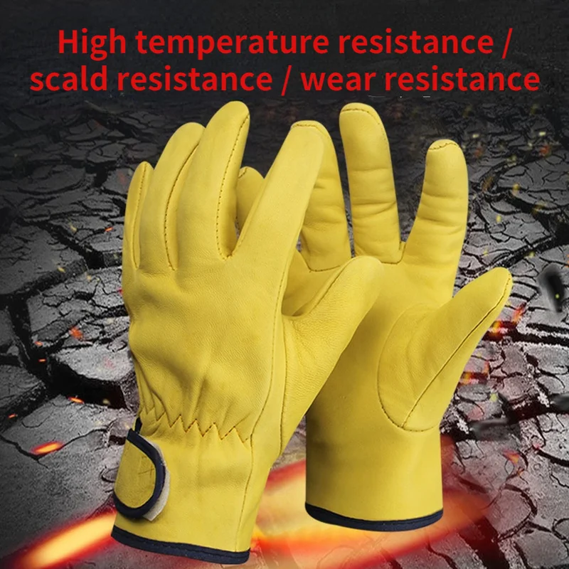 Work Gloves Wholesale Sheepskin Sports Safety Protective Gloves Anti Scald Wear-resistant Driving Grinding Welding