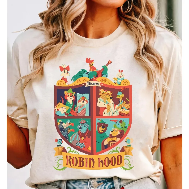 

Retro Disney Robin Hood Photo T-shirt Women's T-shirt New Casual Fashion Couple Street Wear