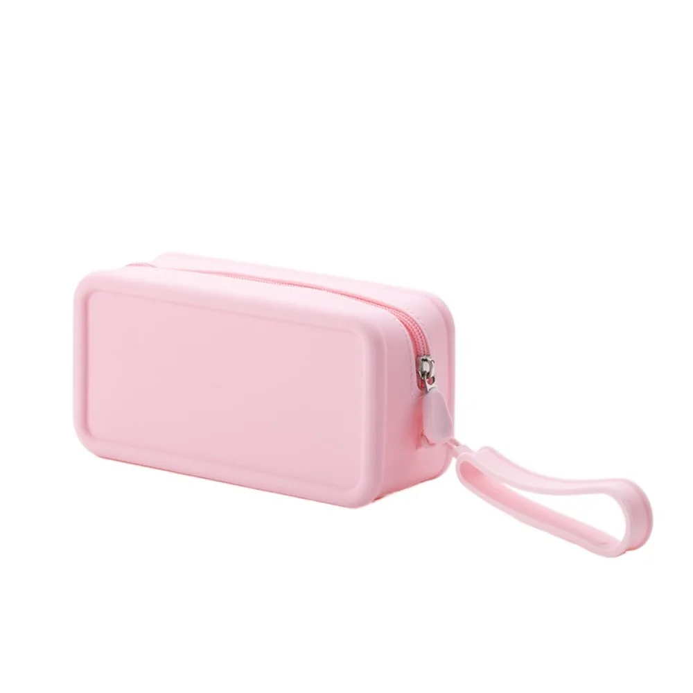 

Morandi Color Silicone Cosmetic Bag Coin Purse Rectangle Multifunction Storage Bag Makeup Brush Holder Large Capacity